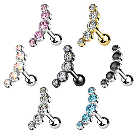 Helix Ear Cartilage Piercing Plug Multi Crystal Bow 