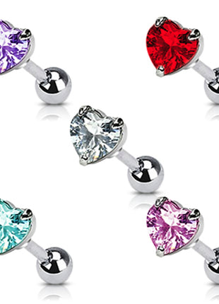 Tragus Piercing Heart Crystal Set 