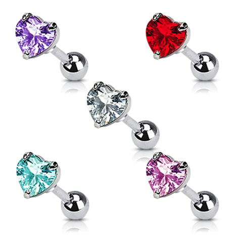 Tragus Piercing Heart Crystal Set 