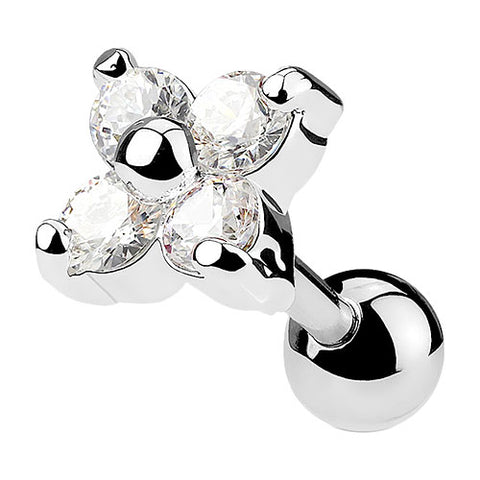 Tragus Ohr Piercing Stecker Kristall Blume eingefasst