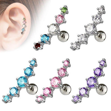 Cartilage Schmuck Ohr Piercing mit 5 Zirkonia Kristallen