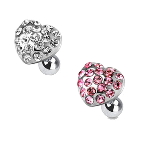 Tragus Piercing Plug Multi Crystal Heart 