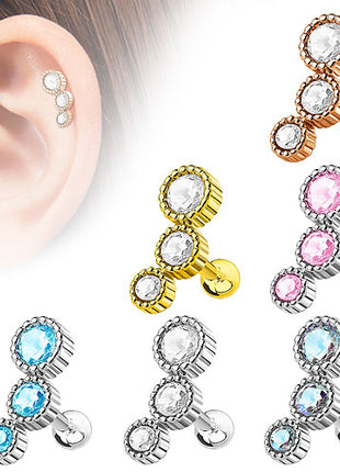 Helix Piercing Cartilage Ohrstecker mit 3 Kristallen