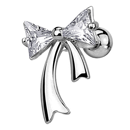 Tragus Piercing Schleife mit funkelnden Kristallen