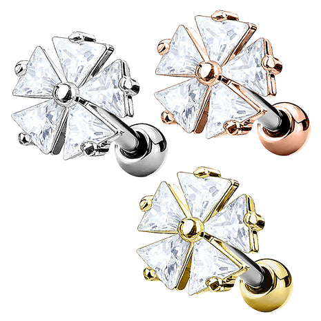 Tragus Cartilage Piercing Ear Stud Crystal Flower 