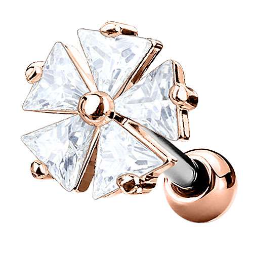 Tragus Cartilage Knorpel Piercing Ohr Stecker Kristall Blume