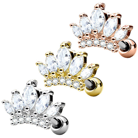 Tragus Cartilage Piercing Ear Stud Crystal Crown 