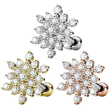 Tragus Cartilage Piercing Ear Stud Crystal Snowflake 