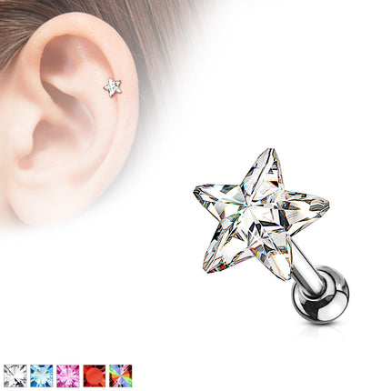 Tragus Knorpel Piercing Kristall Stern Stecker Stud