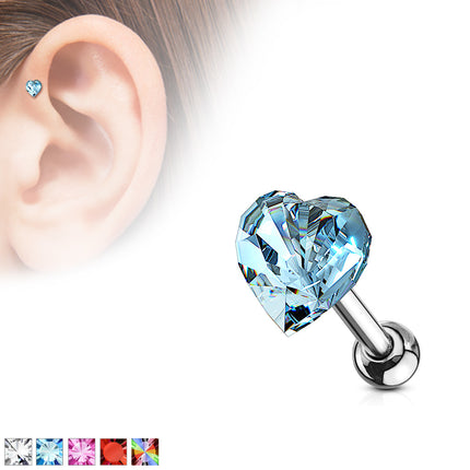Tragus Knorpel Piercing Kristall Herz Stecker Stud
