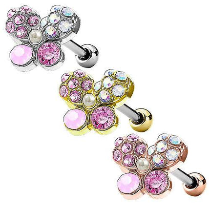 Tragus Cartilage Knorpel Piercing Ohr Stecker Kristall Schmetterling