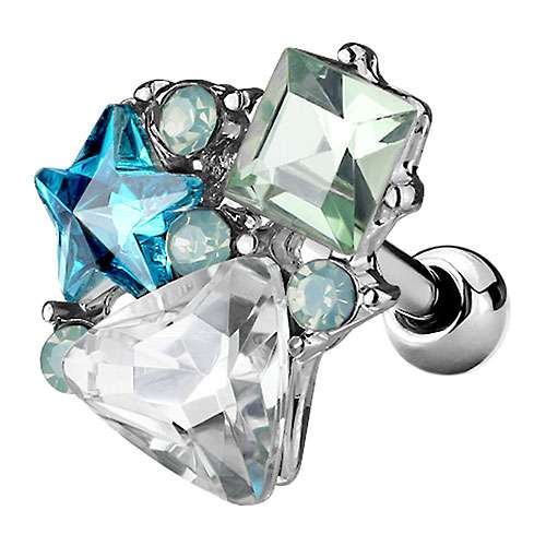 Tragus Cartilage Knorpel Piercing Ohr Stecker Multi Kristalle
