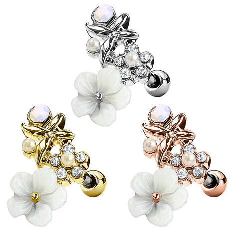 Tragus Cartilage Piercing Ear Stud Hawaii Flower 