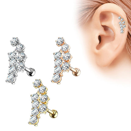 Knorpel Ohrstecker Tragus Ohr Piercing Doppel Kristall Reihe