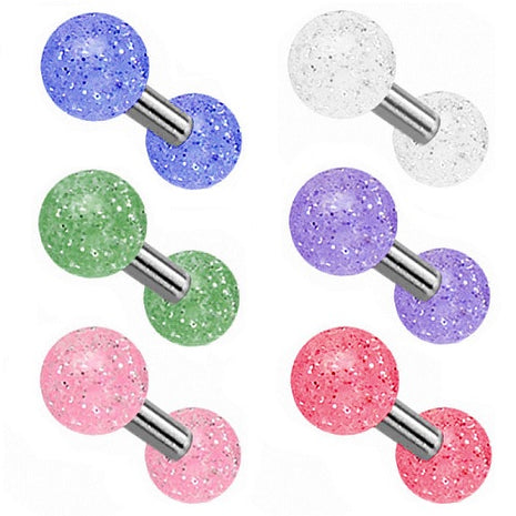 Tragus Ohr Piercing Ultra Glitter UV Ball