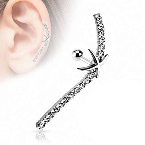 Cartilage Piercing Stecker Seestern mit Kristallen