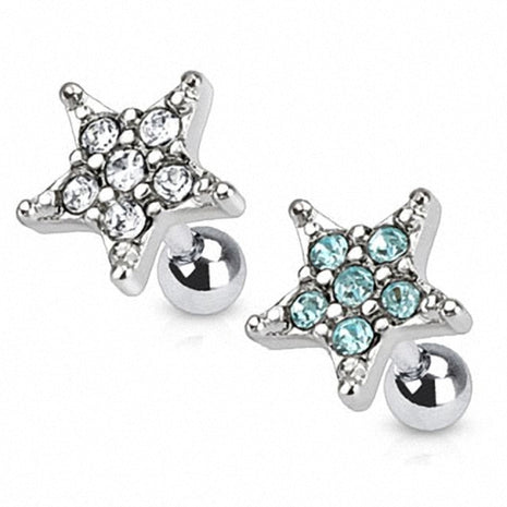 Tragus Piercing Plug Multi Crystal Star 