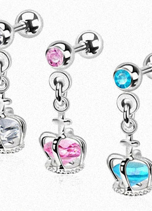 Tragus Jewelry Helix Piercing Crystal Crown Pendant 