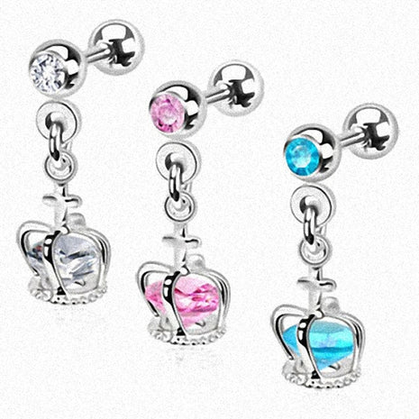 Tragus Jewelry Helix Piercing Crystal Crown Pendant 