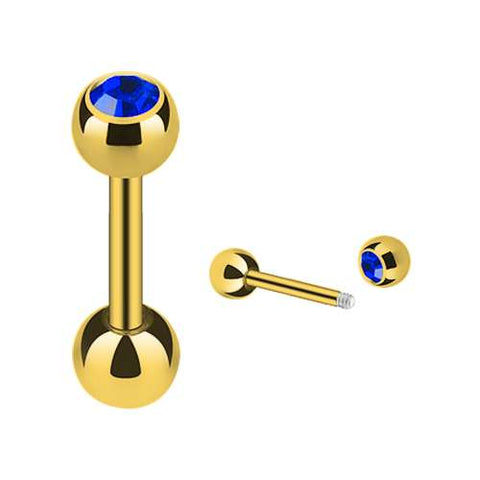 Tragus Piercing vergoldet mit Kristall Kugel