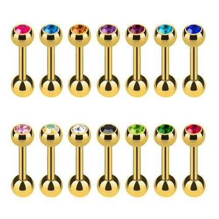 Tragus Piercing vergoldet mit Kristall Kugel