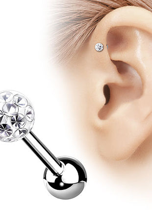 Tragus Ohr Helix Piercing Epoxy beschichtet Ferido Kristall Kugel Innengewinde