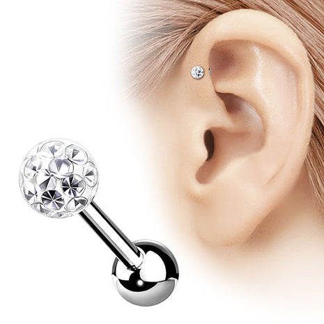 Tragus Ohr Helix Piercing Epoxy beschichtet Ferido Kristall Kugel Innengewinde