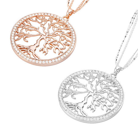 Women's Necklace with Tree of Life Crystal Pendant SWAROVSKI Elements 