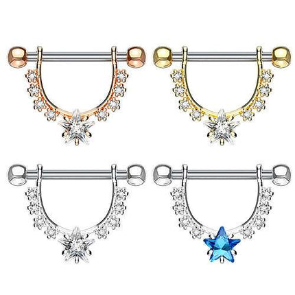Brustwarzenpiercing Barbell beweglich Nippelpiercing Kristall Stern