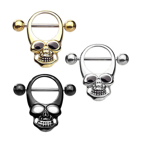 Brustwarzenpiercing Nippelpiercing Barbell Schild Totenkopf