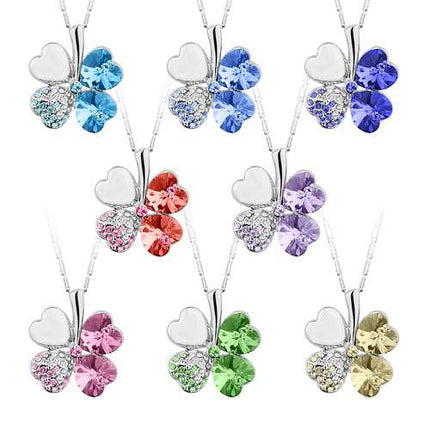 Halskette Kristall Kleeblatt Swarovski Elements Weißgold vergoldet