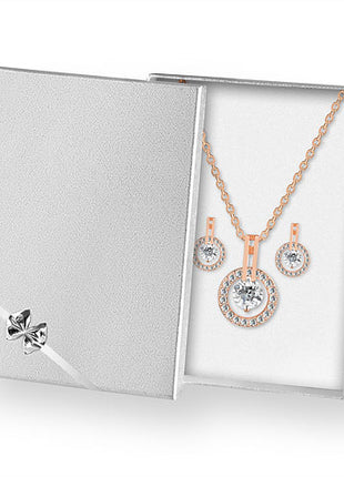 Jewelry set necklace earrings rose gold plated in jewelry case 