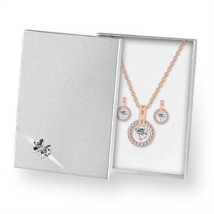 Schmuckset Halskette Ohrringe Rosegold vergoldet im Schmucketui