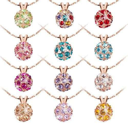 Damen Halskette Rosegold IP Zirkonia Kristall Kugel