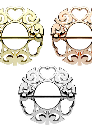 Breast Piercing Nipple Piercing Barbell Tribal Heart Jewelry Shield 