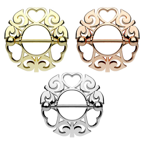 Breast Piercing Nipple Piercing Barbell Tribal Heart Jewelry Shield 