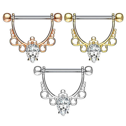 Nippelpiercing Schild Brustwarzenpiercing Unendlich beweglich Oval Kristall