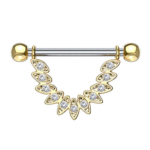 Brustwarzenpiercing Barbell Kristall Feder Tribal Anhänger filigran