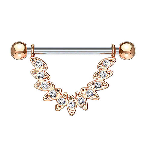 Brustwarzenpiercing Barbell Kristall Feder Tribal Anhänger filigran