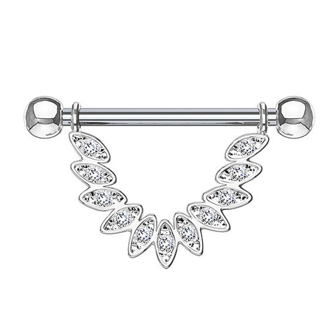 Brustwarzenpiercing Barbell Kristall Feder Tribal Anhänger filigran
