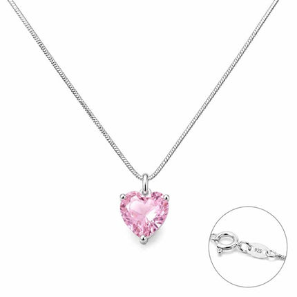 Herzkette Rosa Herzanhänger 925 Sterling Silber Damen Halskette