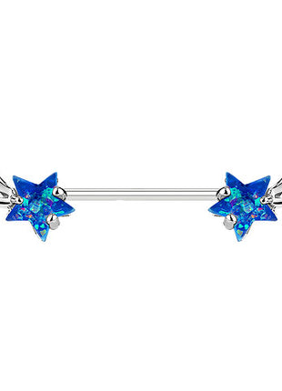 Nippelpiercing Sternschnuppe mit Opal - Aqua