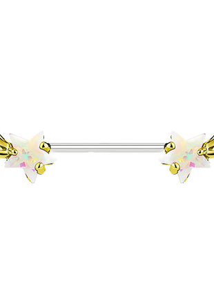 Nippelpiercing Sternschnuppe mit Opal - Gold / Weiß