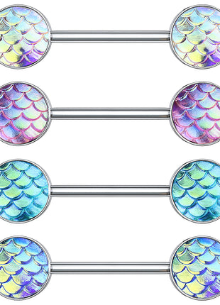 Breast Piercing Intimate Piercing Nipple Barbell with Rainbow Effect Head 