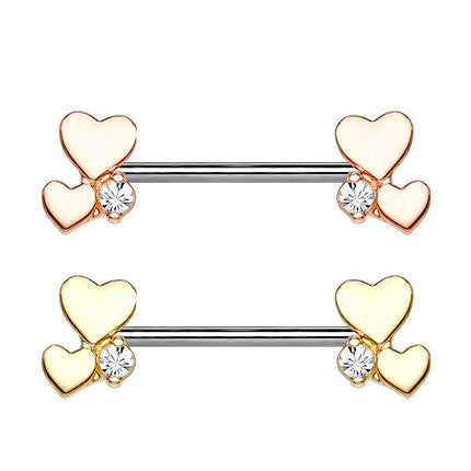 Brustwarzenpiercing Intimpiercing Nippel Stab mit Herzen und Kristall