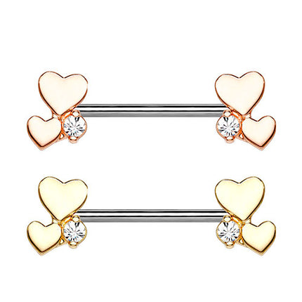 Brustwarzenpiercing Intimpiercing Nippel Stab mit Herzen und Kristall
