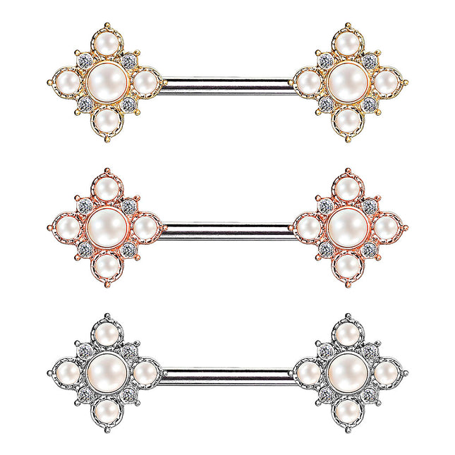 Brustwarzenpiercing Intimpiercing Nippel Stab Vintage Blumen mit Perlen