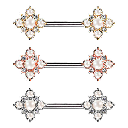 Brustwarzenpiercing Intimpiercing Nippel Stab Vintage Blumen mit Perlen