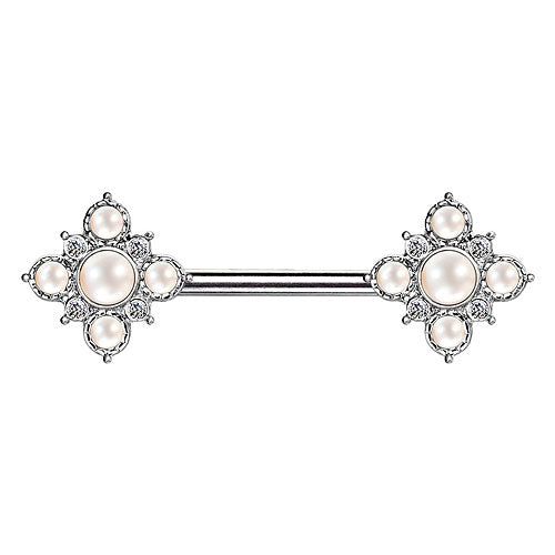 Brustwarzenpiercing Intimpiercing Nippel Stab Vintage Blumen mit Perlen