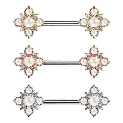 Brustwarzenpiercing Intimpiercing Nippel Stab Vintage Blumen mit Perlen
